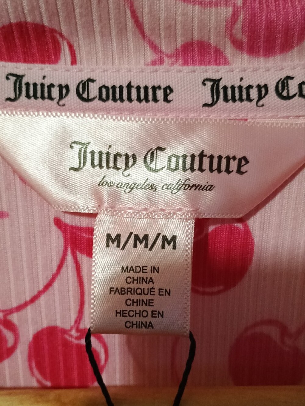 NWT Juicy Couture Sleepshirt JC Cherry Toss Pink Button Nightgown Size Medium - Picture 2 of 12